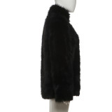 Women's Autumn Winter Fashion Chic High Neck Fluffy Plush Coat