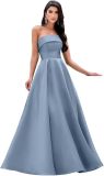 Women's Formal Party Strapless Gown Solid Color A-line Long Evening Gown（Processing time need 3-6 days）