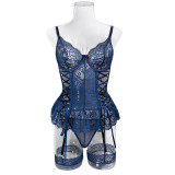 Women Lace-Up Underwire Panties Sexy Lingerie Two-Piece Set