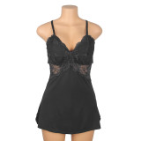 Plus Size Women's Sexy Lace Strap A-Line Short Nightdress