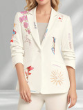 Women's Fashion Trendy Geometric Print Turndown Collar Long Sleeve Blazer