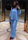 Plus Size African Women Solid Turndown Collar Shirt and Casual Pant Two-Piece Set