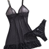 Women's Adult Christmas Lingerie Sexy Halter Slit Night Dress Set