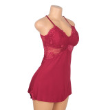 Plus Size Women's Sexy Lace Strap A-Line Short Nightdress