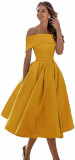 Women's Elegant Off-Shoulder Midi A-line Evening Gown（Processing time need 3-6 days）