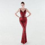 Women Sequined Mermaid Evening Dress