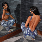 Women's Autumn Winter Fashion Sexy Strapless Tight Fitting Low Back Two Piece Pants Set