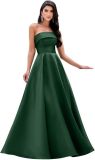 Women's Formal Party Strapless Gown Solid Color A-line Long Evening Gown（Processing time need 3-6 days）