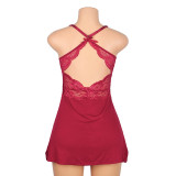 Plus Size Women's Sexy Lace Strap A-Line Short Nightdress