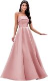 Women's Formal Party Strapless Gown Solid Color A-line Long Evening Gown（Processing time need 3-6 days）