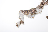 Women's Autumn Winter Street Slash Shoulder Sexy Leopard Print Slim Fitted Top