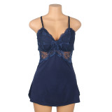 Plus Size Women's Sexy Lace Strap A-Line Short Nightdress