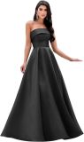 Women's Formal Party Strapless Gown Solid Color A-line Long Evening Gown（Processing time need 3-6 days）