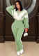 Plus Size Women Color Block Patchwork Jacket and Casual Pants Two-Piece Set