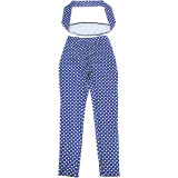 Women's Autumn Winter Fashion Sexy Strapless Tight Fitting Low Back Two Piece Pants Set