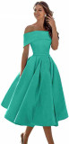 Women's Elegant Off-Shoulder Midi A-line Evening Gown（Processing time need 3-6 days）