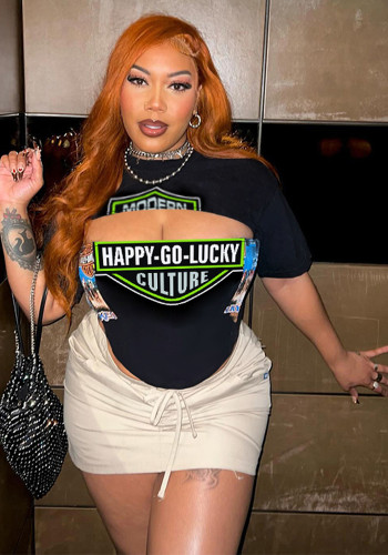 Women Summer Hollow-Out Print Short-Sleeved T-Shirt Top