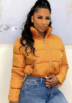 Women Winter Stand Collar Long-Sleeve Zipper Padded Jacket