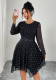 Women Bow Print Chiffon Dress