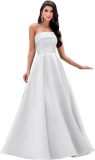 Women's Formal Party Strapless Gown Solid Color A-line Long Evening Gown（Processing time need 3-6 days）