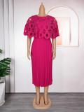 Plus Size African Women Pleated Elegant Dress