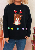 Women Christmas Cartoon Deer Round Neck Casual Sweater Women Christmas Cartoon Deer Round Neck Casual Sweater