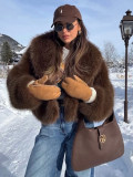 Women Autumn/Winter Furry Long-Sleeve Jacket