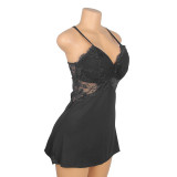 Plus Size Women's Sexy Lace Strap A-Line Short Nightdress