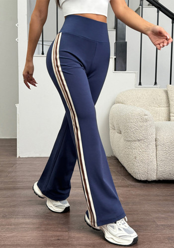 Women Autumn/Winter Yoga Striped Bell Bottom Pant