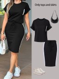 Women Summer Casual T-Shirt and Skirt Two-piece sets