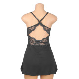Plus Size Women's Sexy Lace Strap A-Line Short Nightdress