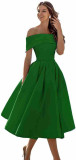 Women's Elegant Off-Shoulder Midi A-line Evening Gown（Processing time need 3-6 days）