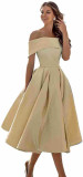 Women's Elegant Off-Shoulder Midi A-line Evening Gown（Processing time need 3-6 days）