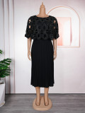 Plus Size African Women Pleated Elegant Dress