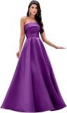 Women's Formal Party Strapless Gown Solid Color A-line Long Evening Gown（Processing time need 3-6 days）