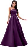 Women's Formal Party Strapless Gown Solid Color A-line Long Evening Gown（Processing time need 3-6 days）