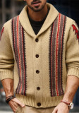 Men's Autumn/Winter Long-Sleeve Jacquard Turndown Collar Sweater