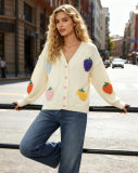 Women Autumn/Winter Strawberry Jacquard Casual Knitting Sweater