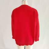 Women Christmas Cherry Round Neck Casual Sweaters