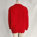 Women Christmas Round Neck Patchwork Bow Sweater