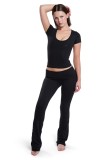 Women Solid Sexy Short-Sleeve Top and Pants Yoga Two-Piece Set