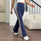Women Autumn/Winter Yoga Striped Bell Bottom Pant