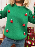 Women Christmas Knitting Round Neck Casual Sweater