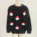 Women Autumn/Winter Christmas Patchwork Santa Claus Casual Knitting Sweater
