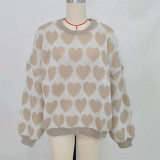 Women Color Block Heart Print Valentine's Day Sweater