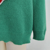 Women Autumn/Winter Christmas Color-blocked Casual Sweater