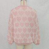 Women Color Block Heart Print Valentine's Day Sweater