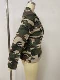 Women Autumn/Winter Turndown Collar Camouflage Print Blazer