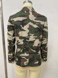 Women Autumn/Winter Turndown Collar Camouflage Print Blazer