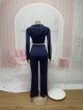 Women Casual Zipper Top and Pant Two Piece Set